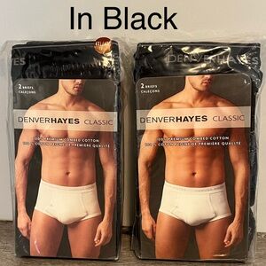 4pcs Two 2-Pack Denver Hayes 4XL Black Classic Briefs 100% Combed Cotton Plus SZ